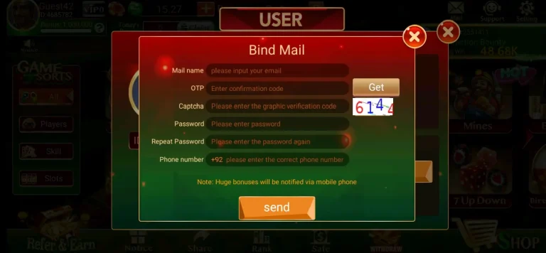 Account creation process in Ludo Tiger